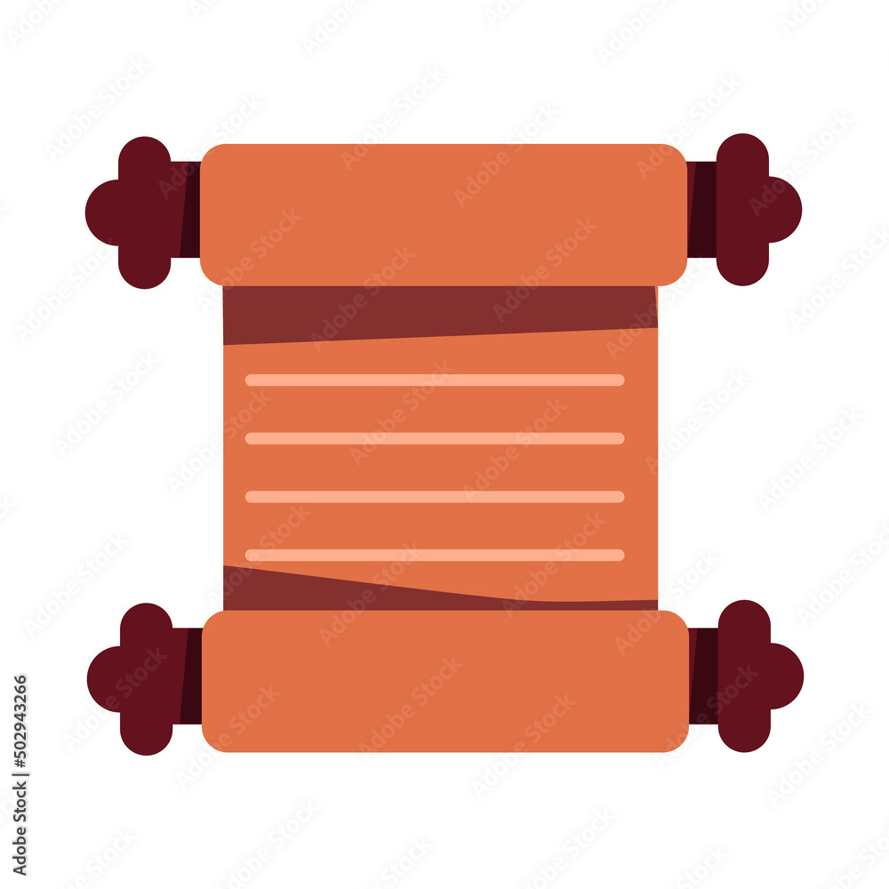 Poster ancient scroll semi flat color vector object. historic discovery. full sized item on white. historic