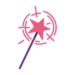 Magic wand semi flat color vector object. Full sized item on white. Fairy godmother. Magical tool. Professional magician. Simple cartoon style illustration for web graphic design and animation