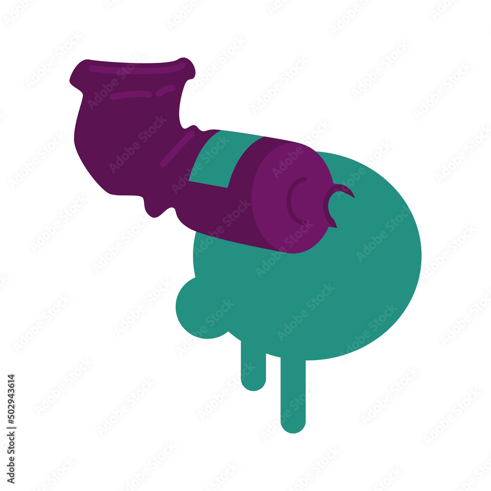 Aufkleber industrial pipe with leaking green paint semi flat color vector object. negative impact on ecology. 