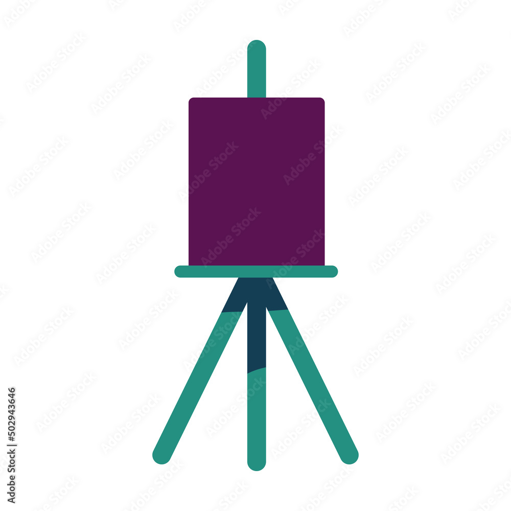 Poster easel with canvas semi flat color vector object. full sized item on white. painting classes. artist 