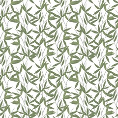Bamboo leaves seamless pattern, simple flat style vector illustration, traditional japanese plant, oriental decorative repeat ornament for textile design, fabrics, home decor, zen concept