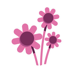 Pink flowers semi flat color vector object. Full sized item on white. Collecting meadow flowers for bouquet. Woodlands. Simple cartoon style illustration for web graphic design and animation