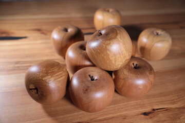 apple made of wood decorative beautiful as a decorative element for interior design 