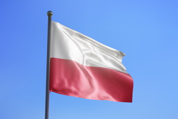 Obraz na płótnie Canvas 3d rendering illustration of Poland flag on a pole