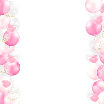Fototapeta Pink balloon border frame