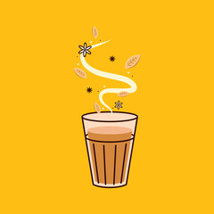 Indian hot drink vector. Indian chai icon. Chai is Indian drink.  - obrazy, fototapety, plakaty