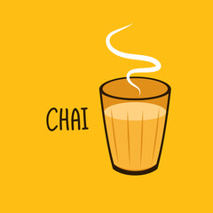 Indian hot drink vector. Indian chai icon. Chai is Indian drink. 