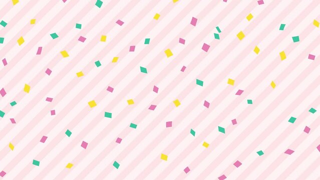 カラフルな紙吹雪が舞うお祝いのループ背景アニメーション動画　ストライプ