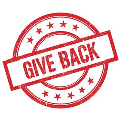 GIVE BACK text written on red vintage round stamp.