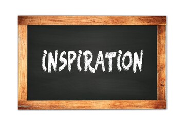 INSPIRATION text written on wooden frame school blackboard.