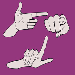 Set of Hand gesture symbols.