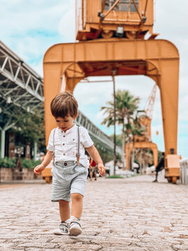 Toddler strolling at Esta&ccedil;&atilde;o das Docas, in Bel&eacute;m, Par&aacute;, Amazon, Brazil.