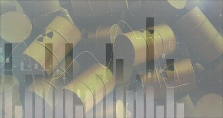 Animation of data processing over nuclear barrels - Powered by Adobe