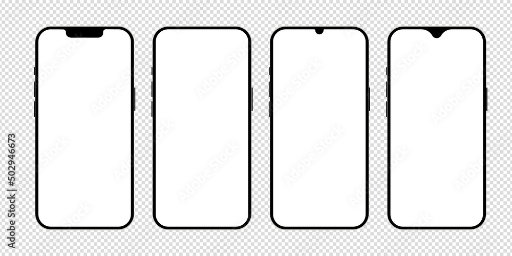 Aufkleber set of realistic models smartphone with transparent screens. smartphone mockup collection. phone moc