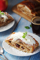 Traditional Austrian strudel with apples