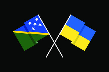 Flags of the countries of Ukraine and Solomon Islands (Melanesia) in national colors. Help and support from friendly countries. Flat minimal graphic design.