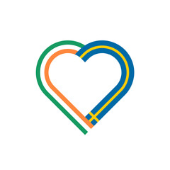 unity concept. heart ribbon icon of ireland and sweden flags. vector illustration isolated on white background