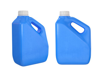 Set of blue plastic cans on a white background, 3d render