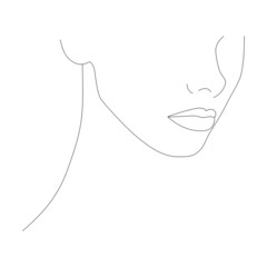 Female Drawing . The Concept Of Fashionable Minimalism. Drawing Of Female Beauty. Vector Illustration. Prints, T-shirts, Banners, Slogan designs in a modern graphic style.