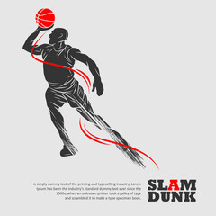 slamdunk style basketball player silhouette vector illustration. Good for  sport graphic resources.
