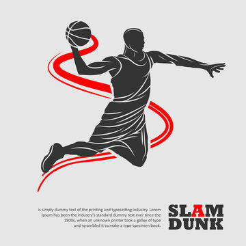 slamdunk style basketball player silhouette vector illustration. Good for  sport graphic resources.