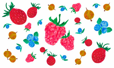 Set with watercolor berries.