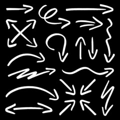 Set Sechzehn Weiße Pfeile Pinselstriche