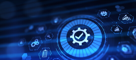 Standards quality control certification standardisation business technology concept.