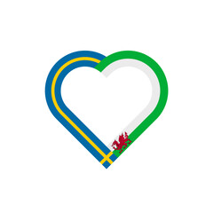 unity concept. heart ribbon icon of sweden and wales  flags. vector illustration isolated on white background
