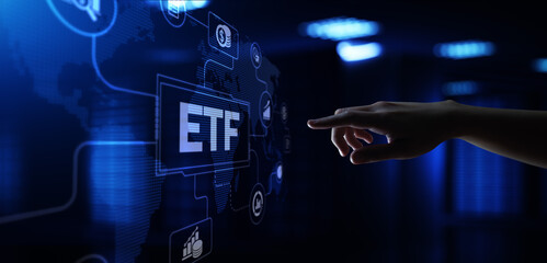 ETF Exchange traded fund stock market trading investment financial concept.
