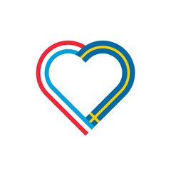 unity concept. heart ribbon icon of luxembourg and sweden flags. vector illustration isolated on white background