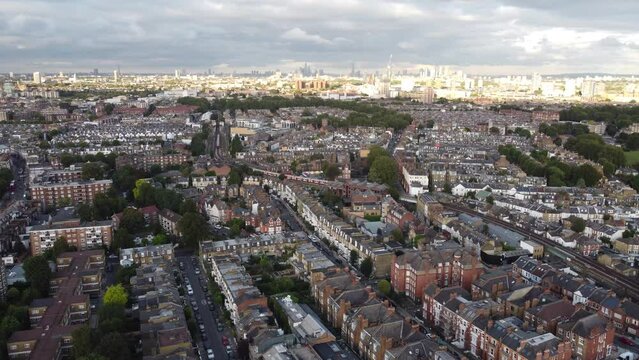Aerial view of the numerous residential buildings of Putney.
