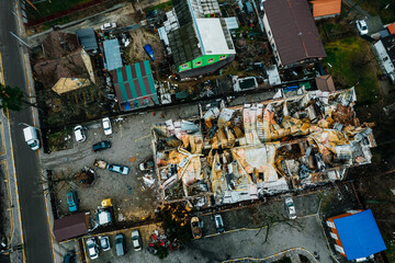 burnt houses in Irpen