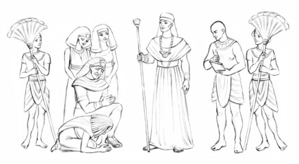 Fototapeta na wymiar Joseph as ruler of Egypt. Pencil drawing
