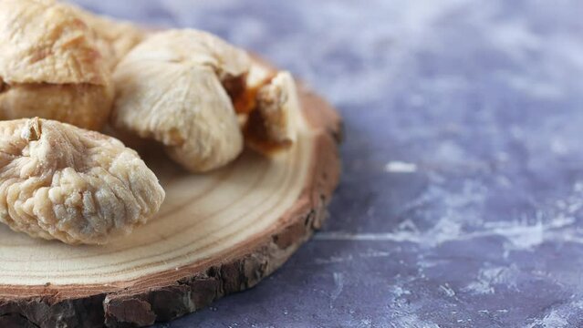 Dried fig fruit on on a plate on table 