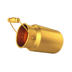 Milk can open and tilted gold on a white background, 3d render
