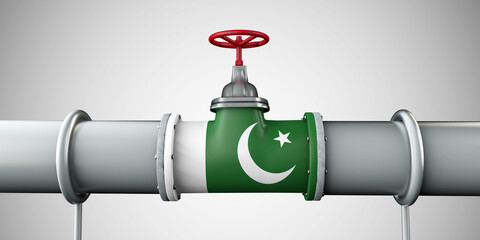 Pakistan oil and gas fuel pipeline. Oil industry concept. 3D Rendering