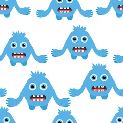 Fotobehang Vector seamless pattern with cute monster. © Olha