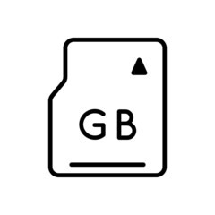 Flash Card Icon. A memory card for storing Photos, Videos, Data, and Information. Vector sign in simple style isolated on white background.