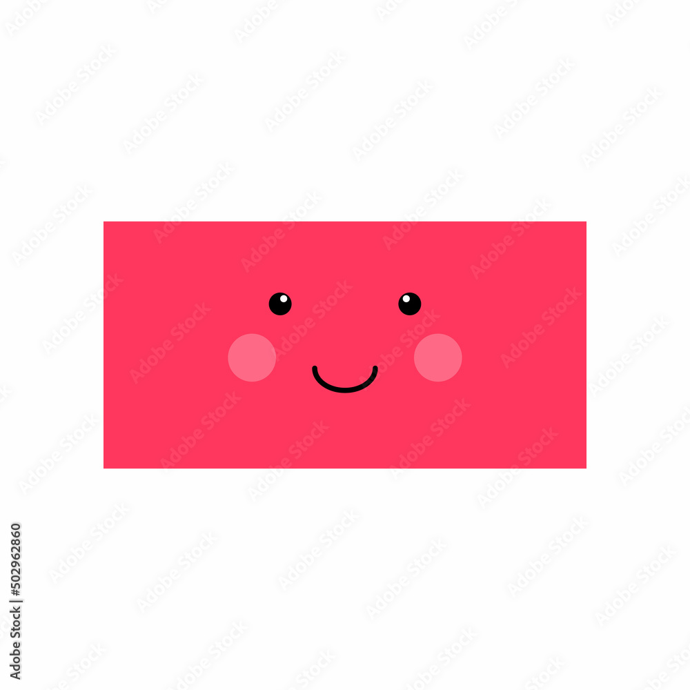 Sticker geometry funny rectangle shape for preschool kids. vector illustration