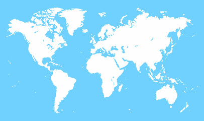 Fototapeta na wymiar black plane map of the world on white background