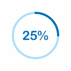 pie chart circle percentage diagram 25 percent (25%) for ui web and graphic design vector illustration