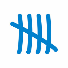 blue five tally marks count vector isolated on white background