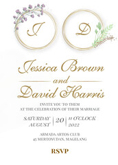 rose style wedding invitation
