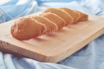 A closeup of Argentinian sweet empanadas with dulce de leche