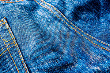 Fototapeta premium Jeans,Blue jean fabric texture background,Classic Jeans Texture of blue jeans textile close up. Blue color of denim texture with copy space for advertise or vintage background.