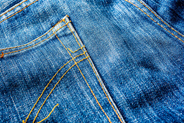 Fototapeta premium Jeans,Blue jean fabric texture background,Classic Jeans Texture of blue jeans textile close up. Blue color of denim texture with copy space for advertise or vintage background.
