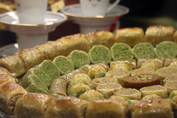 Oriental sweets, pastries, baklava, marshmallows, nougats, nuts and dried fruits