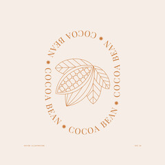 Cocoa bean minimalist outline illustration. Abstract style design template. Chocolate cacao beans. Vector illustration