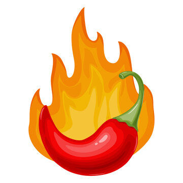 Red hot Chili pepper on fire. Mexican traditional food.